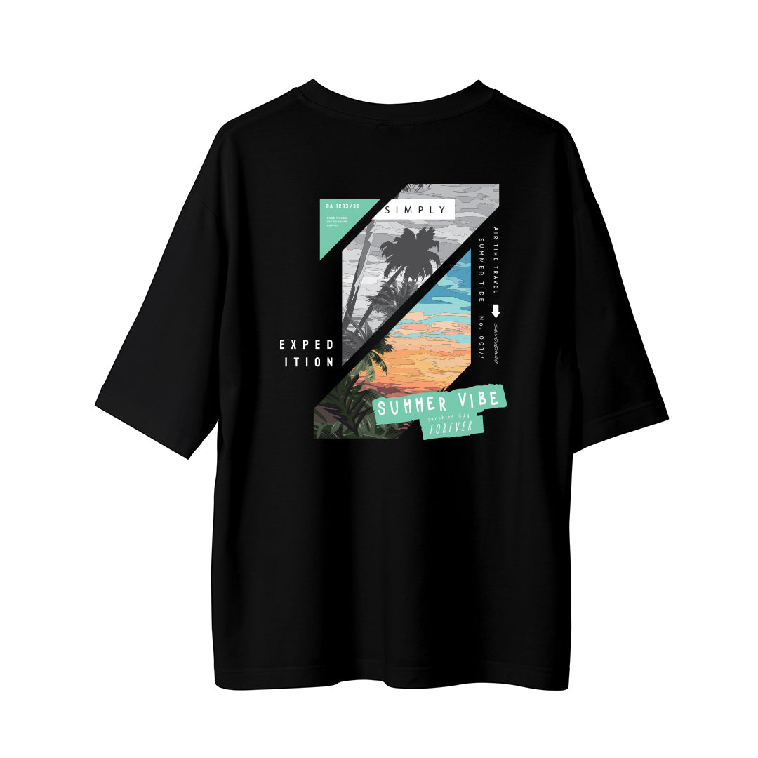 Sunset Palm Sırt - Oversize T-Shirt