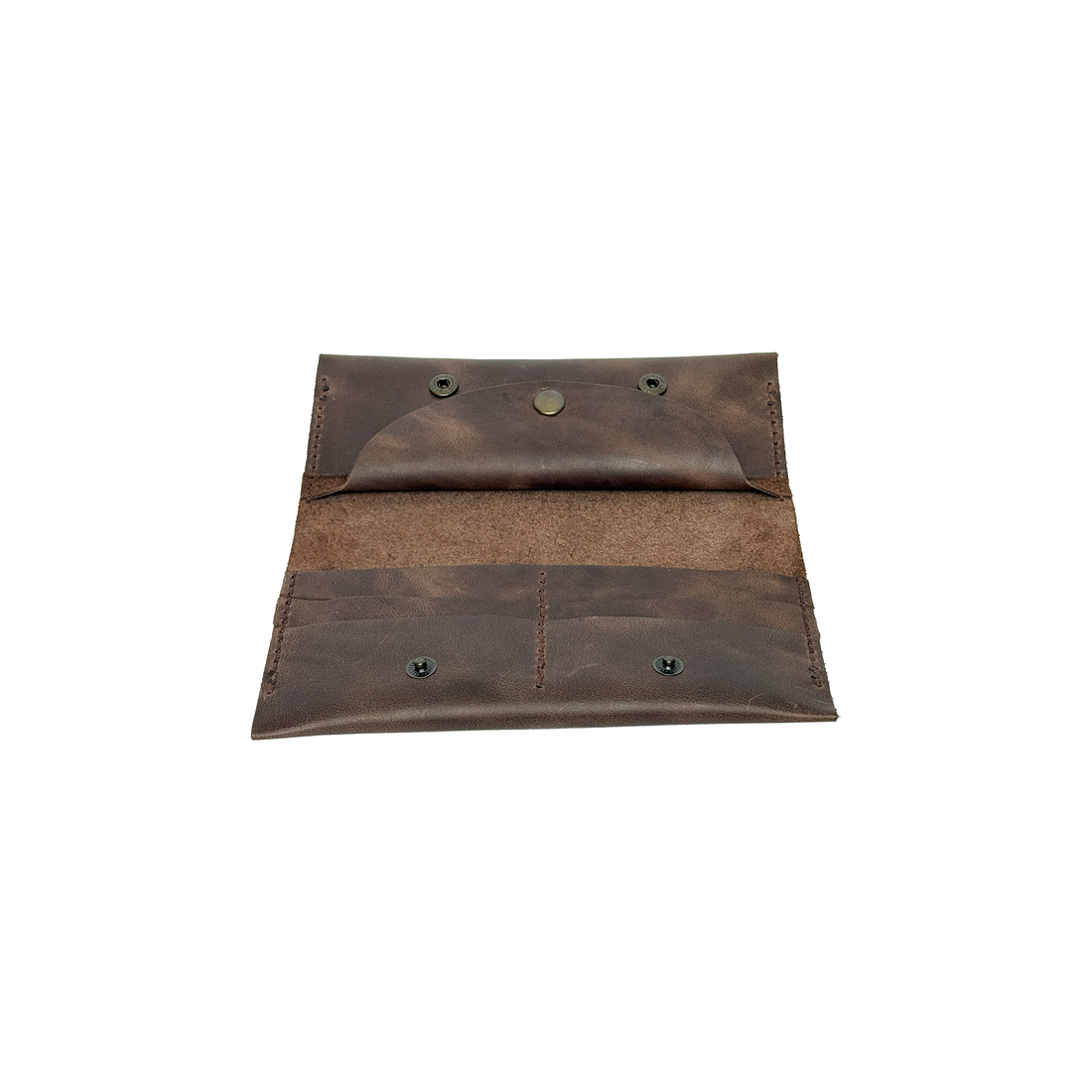 Telefon Bölmeli Deri Cüzdan Kahverengi