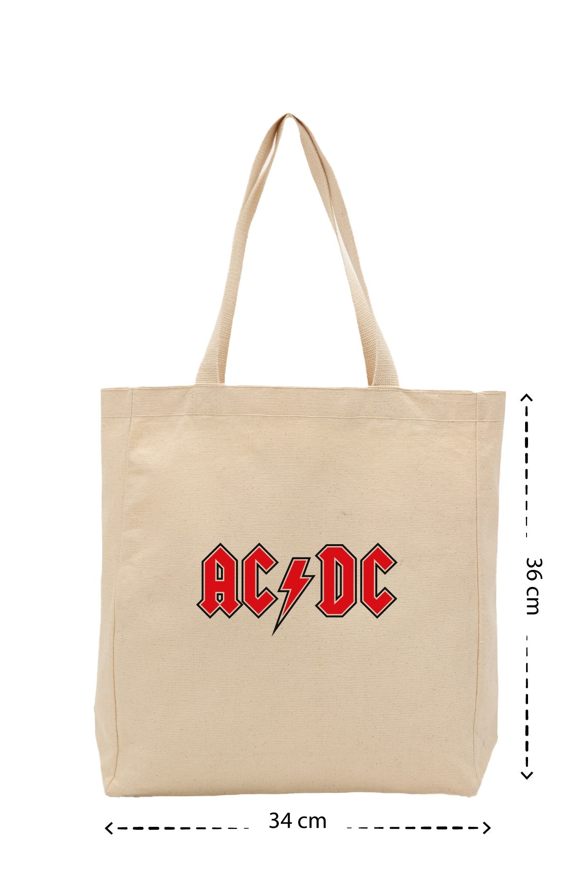 AC DC - Kanvas Çanta - Krem