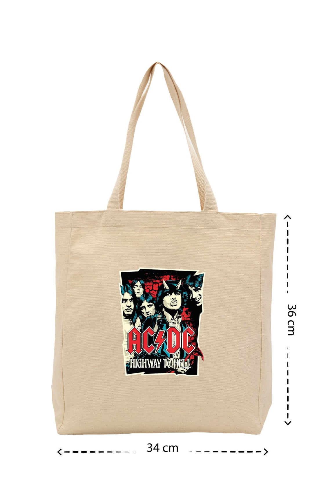 AC DC Poster - Kanvas Çanta - Krem