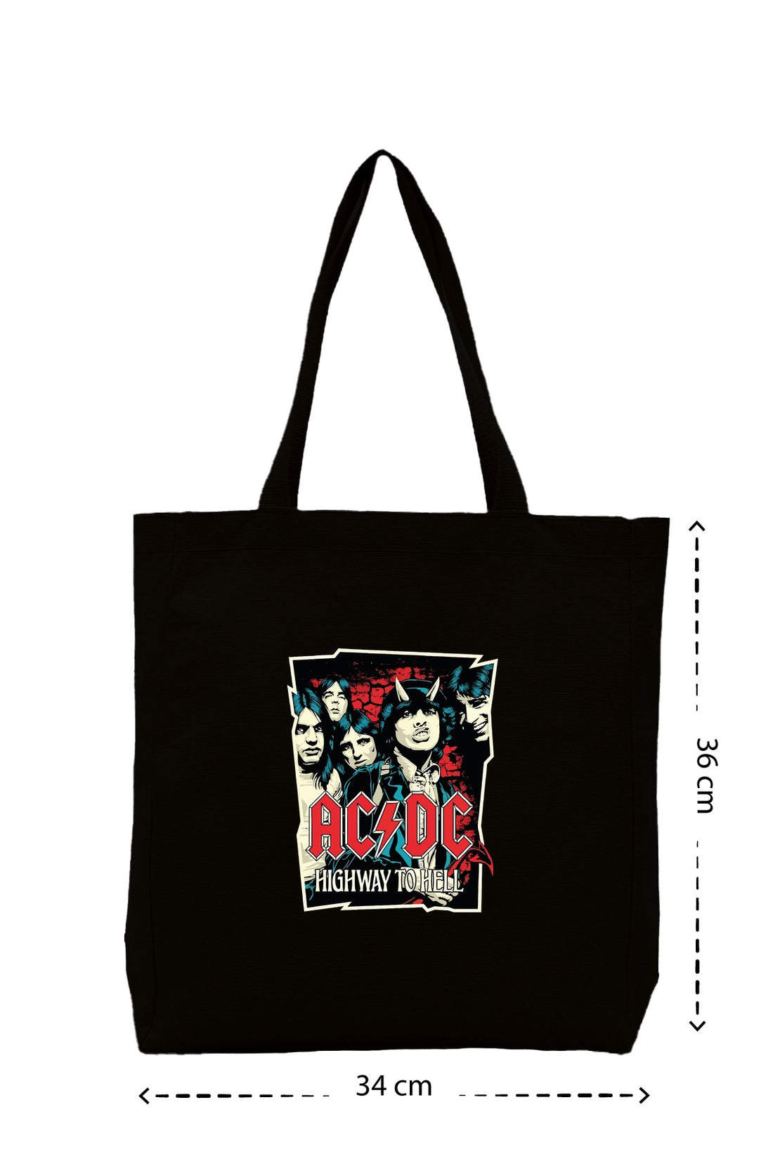 AC DC Poster - Kanvas Çanta - Krem
