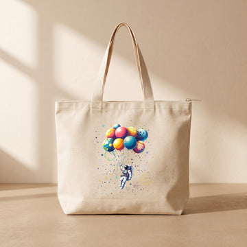 Astronot - Fermuarlı Tote Bag