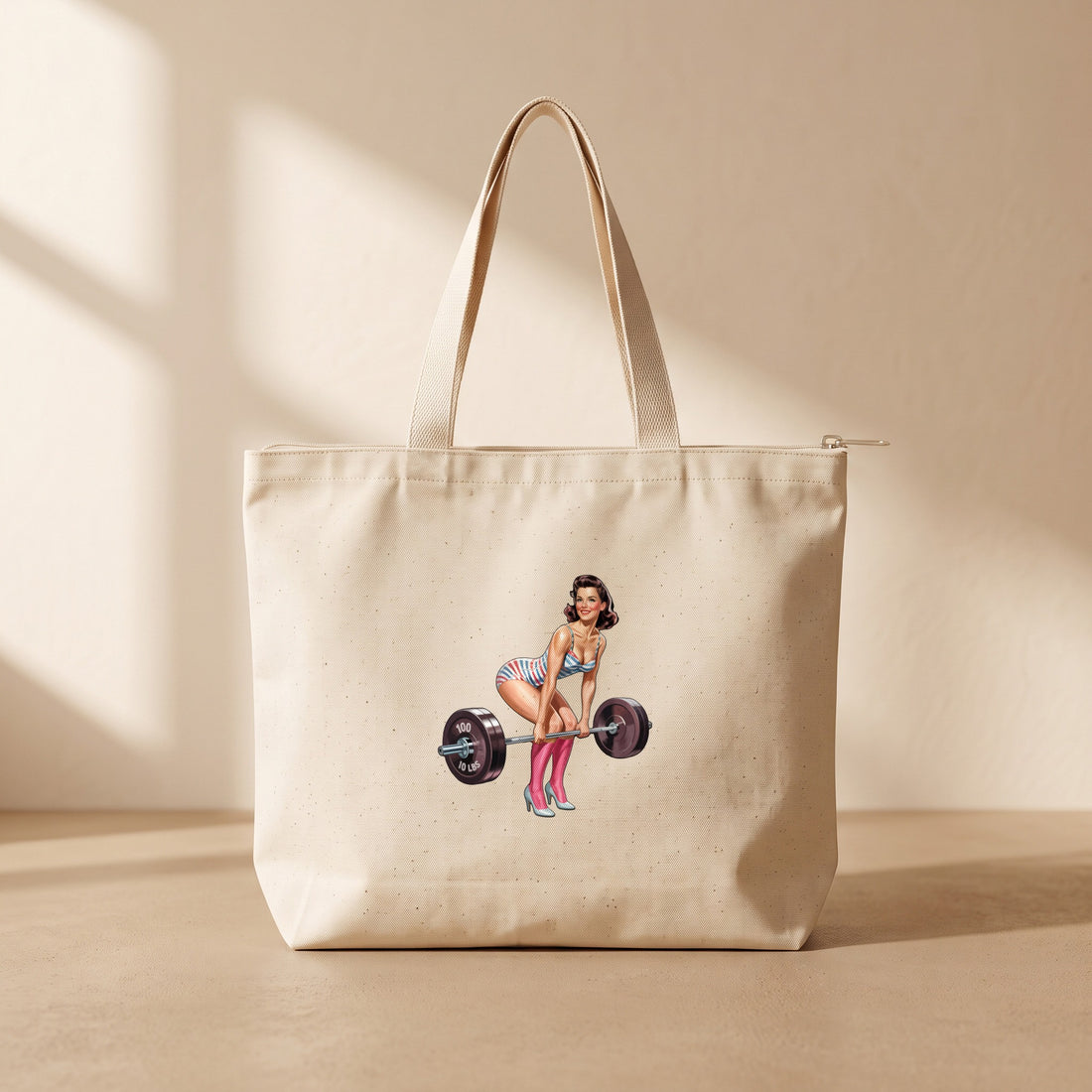 Barbell Belle - Fermuarlı Tote Bag
