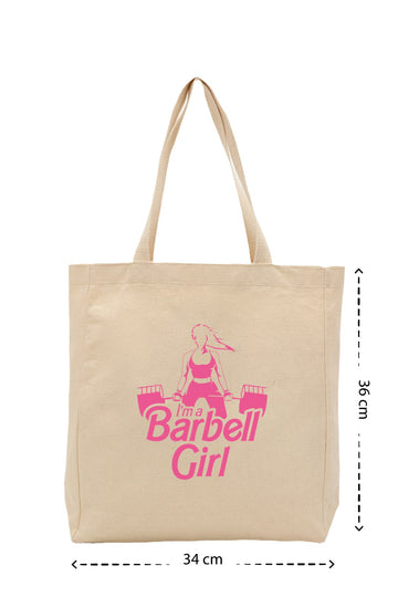 Barbell Girl - Kanvas Çanta - Krem