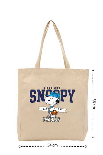 Baseball Snoopy - Kanvas Çanta - Krem