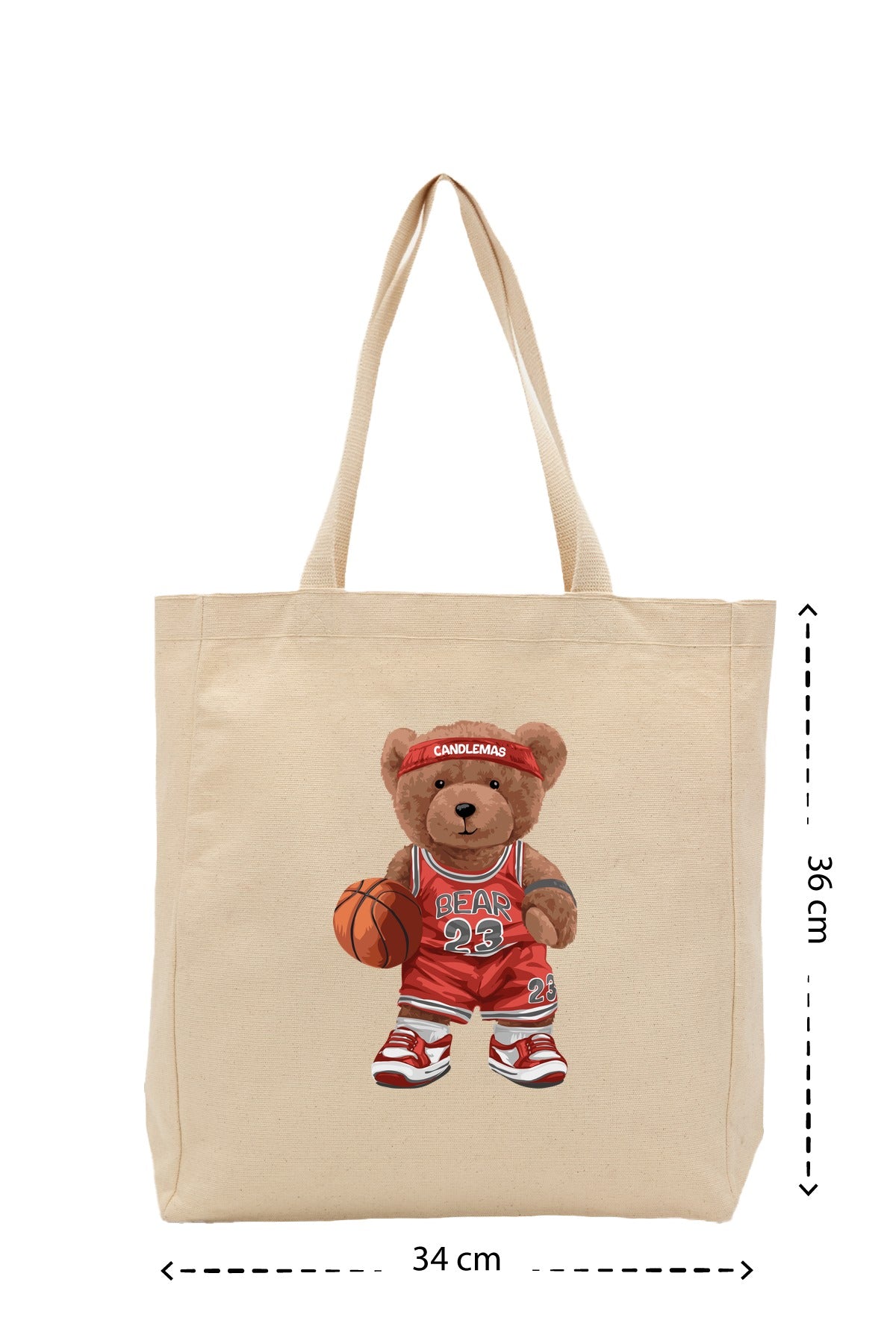 BasketBall Bear - Kanvas Çanta - Krem