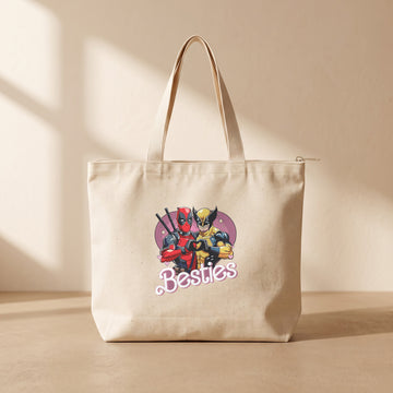 Besties - Fermuarlı Tote Bag