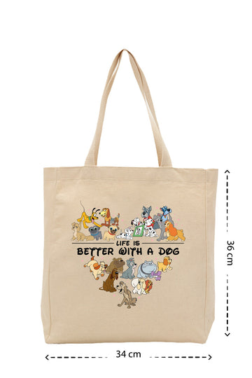 Better With a Dog - Kanvas Çanta - Krem