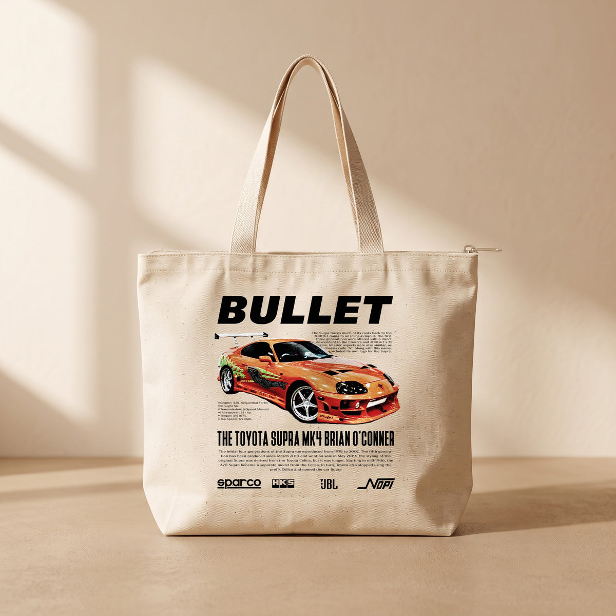 Bullet - Fermuarlı Tote Bag