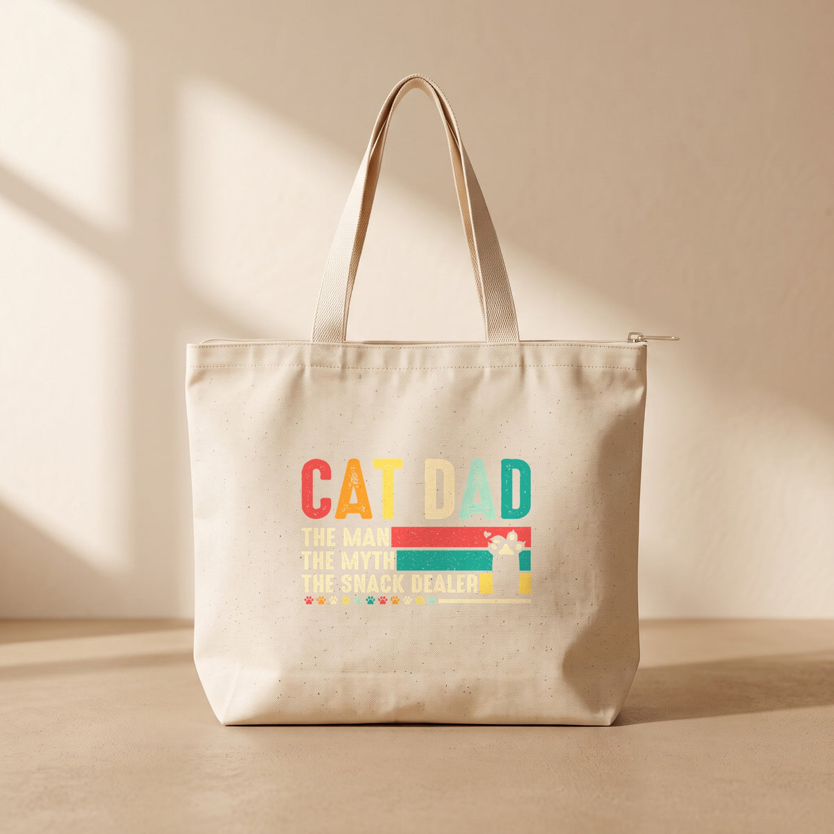 Cat Dad - Fermuarlı Tote Bag