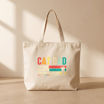 Cat Dad - Fermuarlı Tote Bag