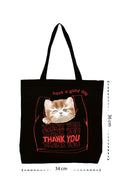 Cat in Bag - Kanvas Çanta - Siyah