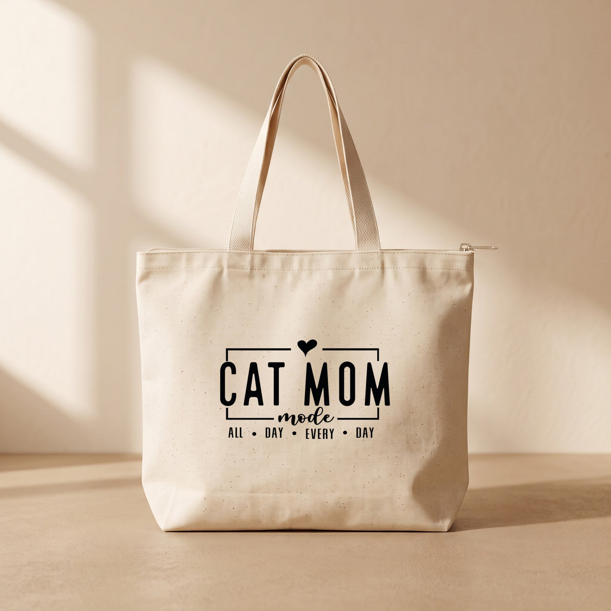 Cat Mom - Fermuarlı Tote Bag