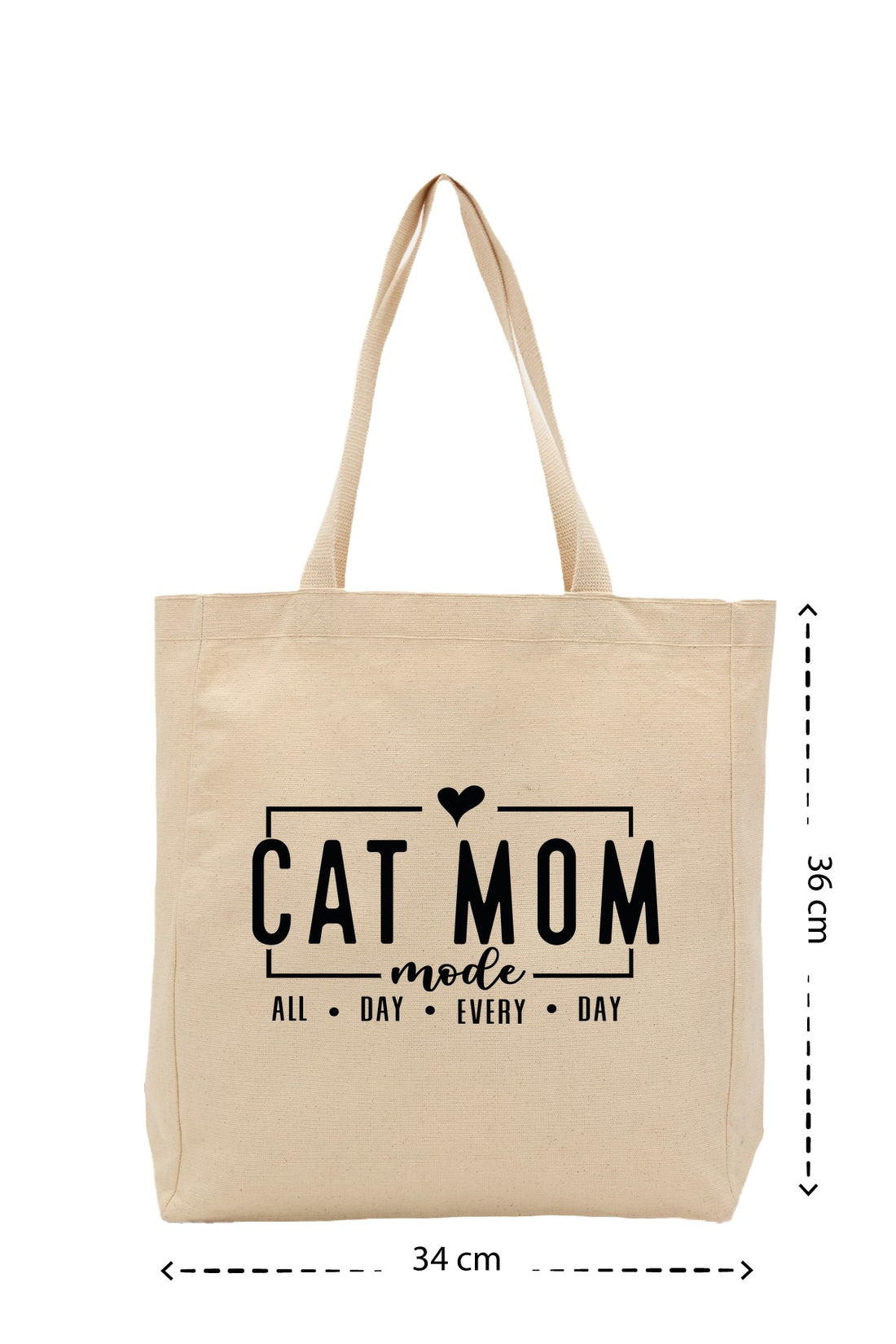 Cat Mom - Kanvas Çanta - Krem