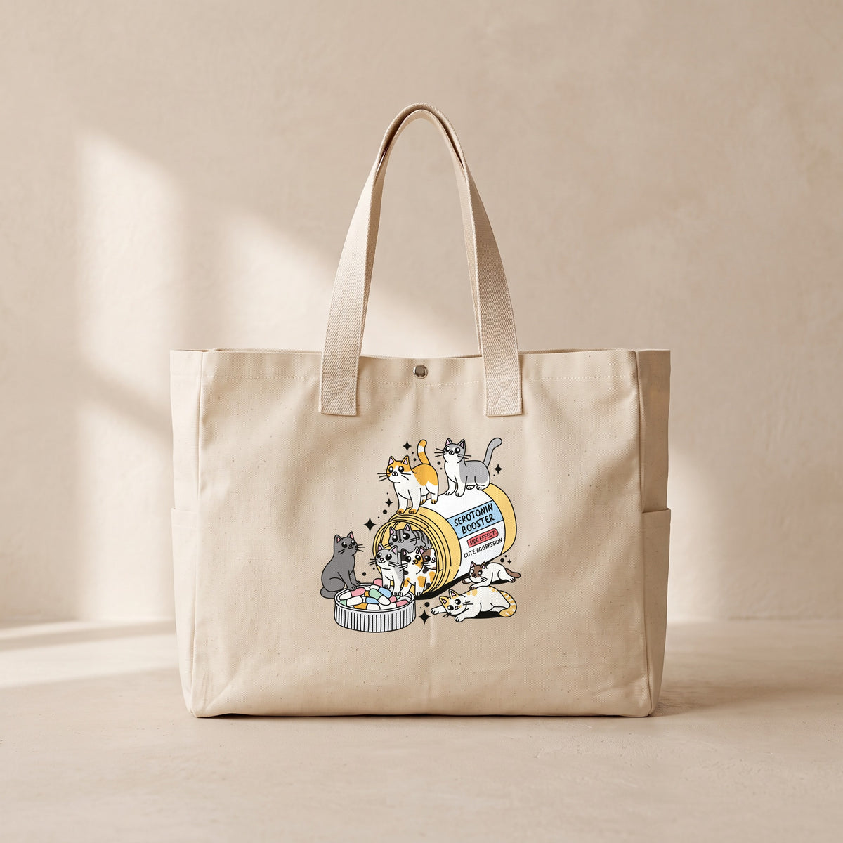 Cat Serotonin - Çıtçıtlı Tote Bag