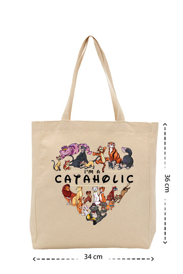 Cataholic - Kanvas Çanta - Krem