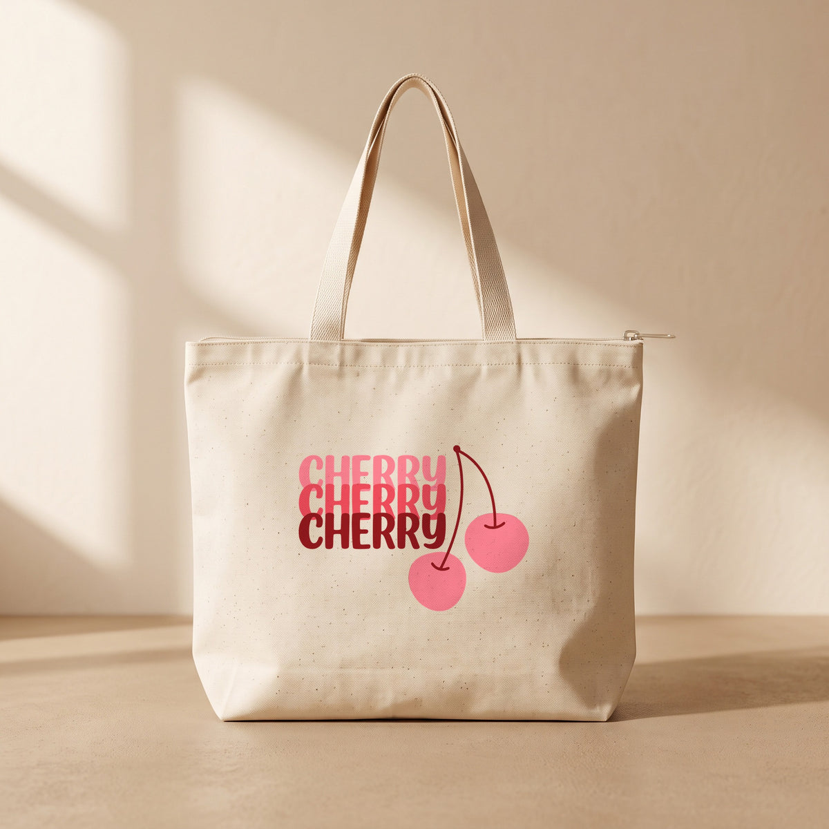 Cherry Cherry - Fermuarlı Tote Bag