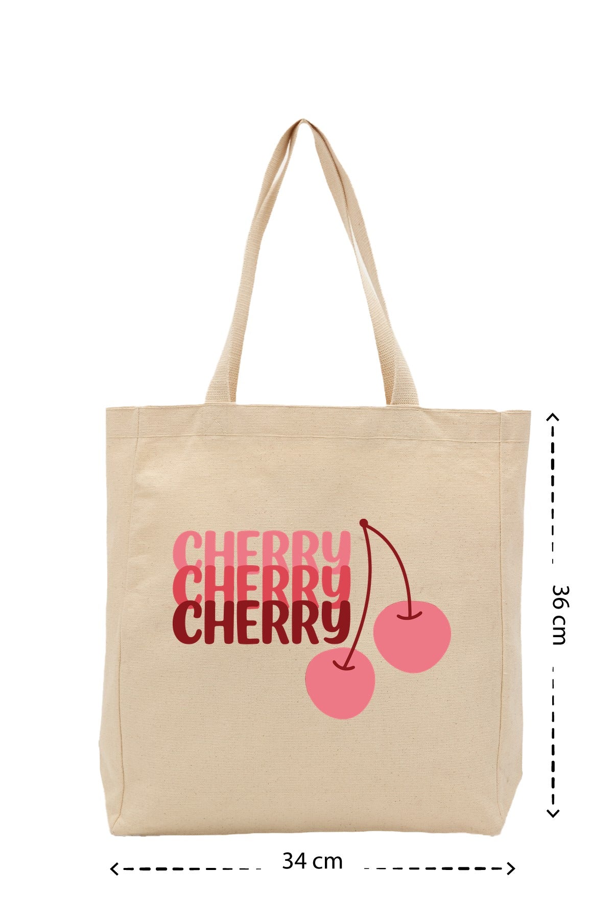Cherry Cherry - Kanvas Çanta - Krem