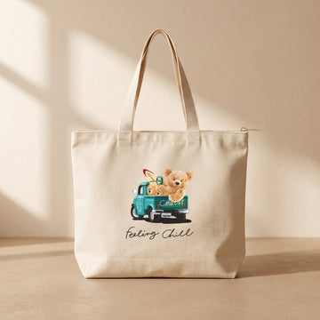 Chill Bear - Fermuarlı Tote Bag
