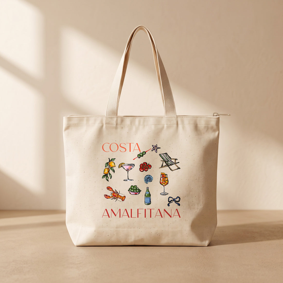 Costa Amalftana - Fermuarlı Tote Bag