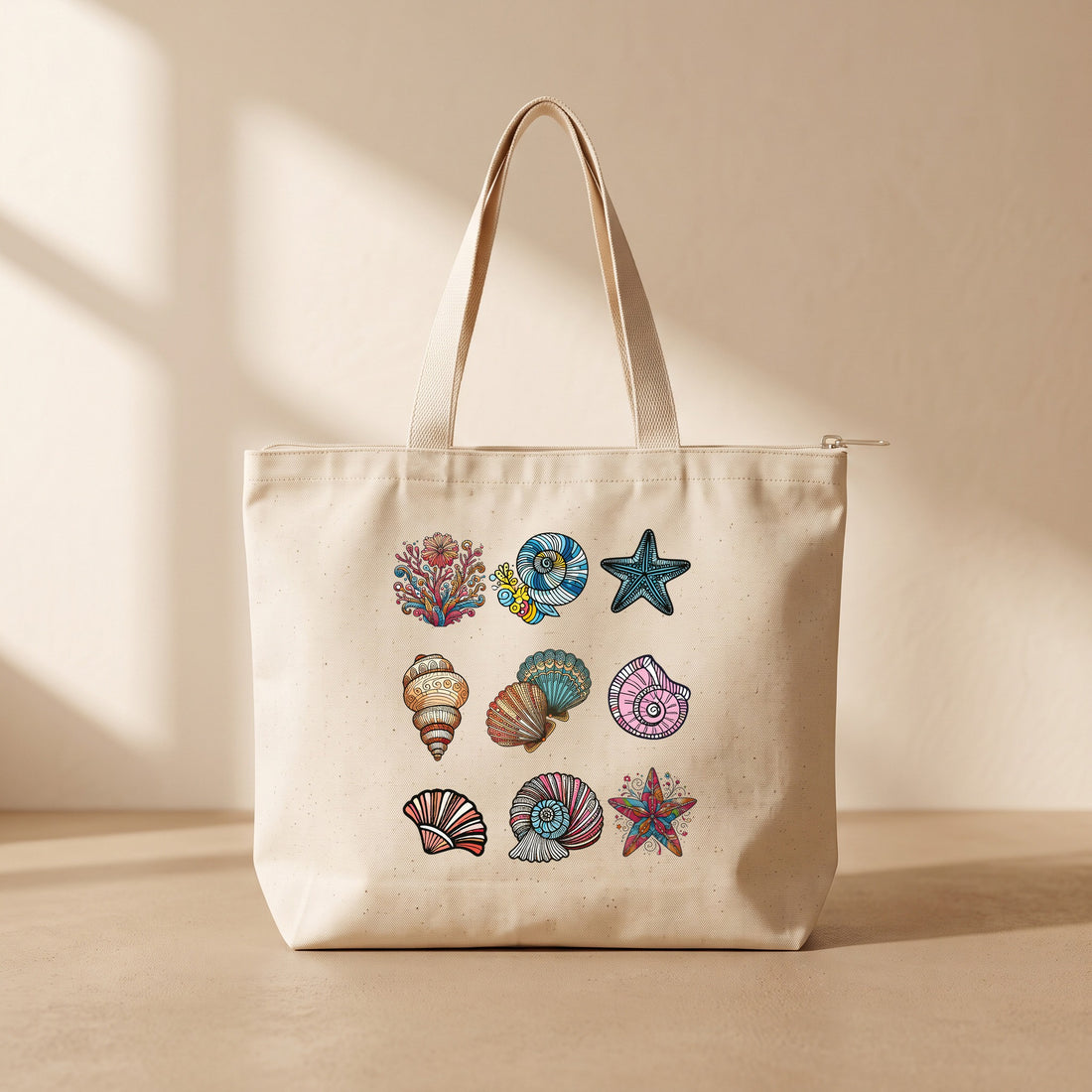 Deniz Kabukları - Fermuarlı Tote Bag