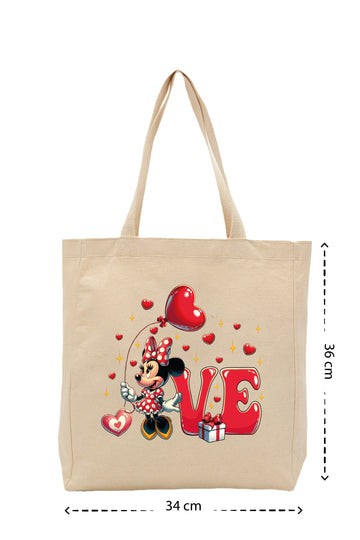 Disney Valentine Girl - Kanvas Çanta - Krem
