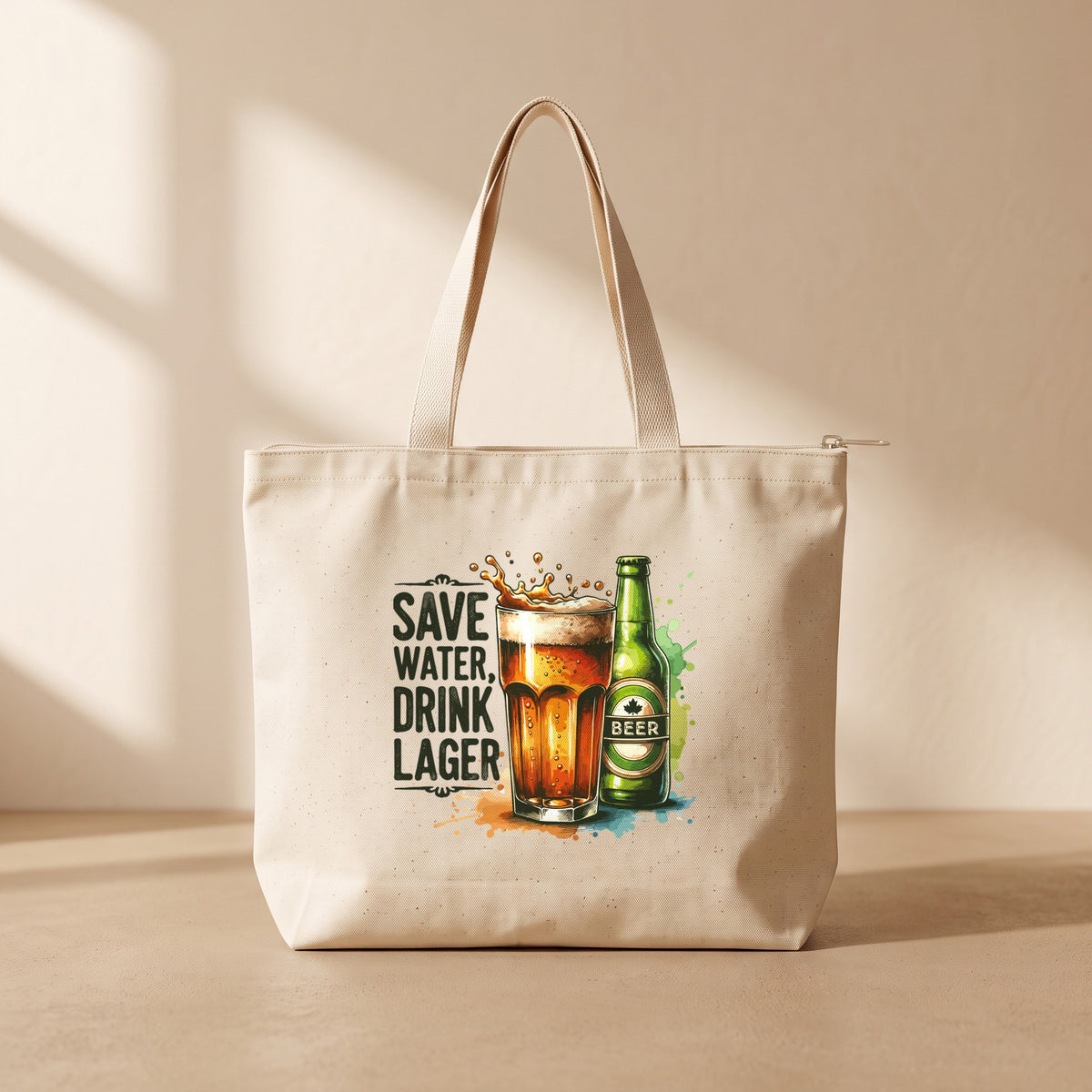 Drink Beer - Fermuarlı Tote Bag