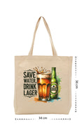 Drink Beer - Kanvas Çanta - Krem