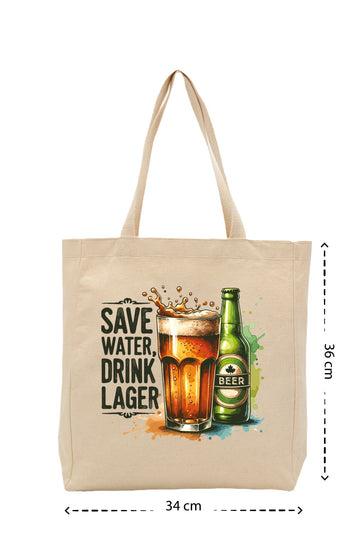 Drink Beer - Kanvas Çanta - Krem