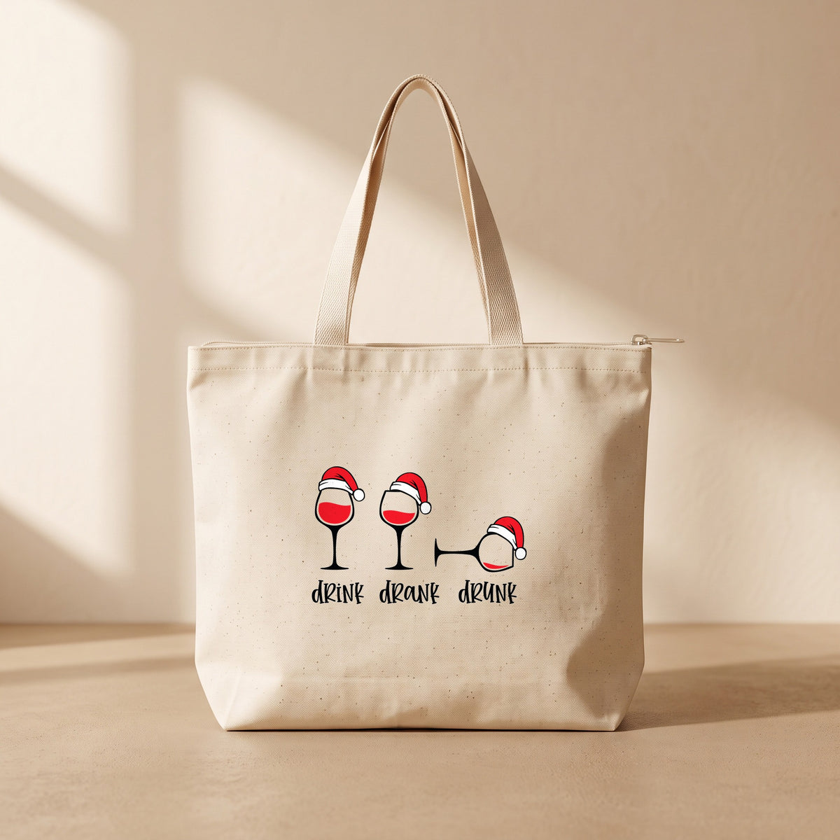 Drink Drank Drunk - Fermuarlı Tote Bag