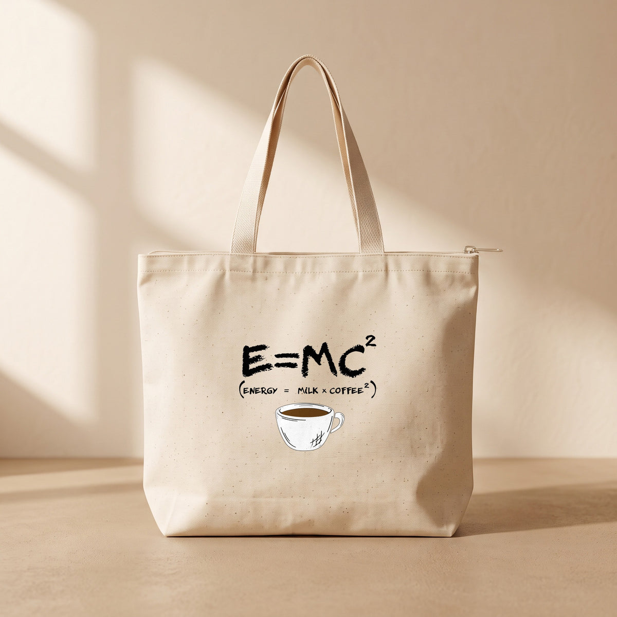 E = mc - Fermuarlı Tote Bag