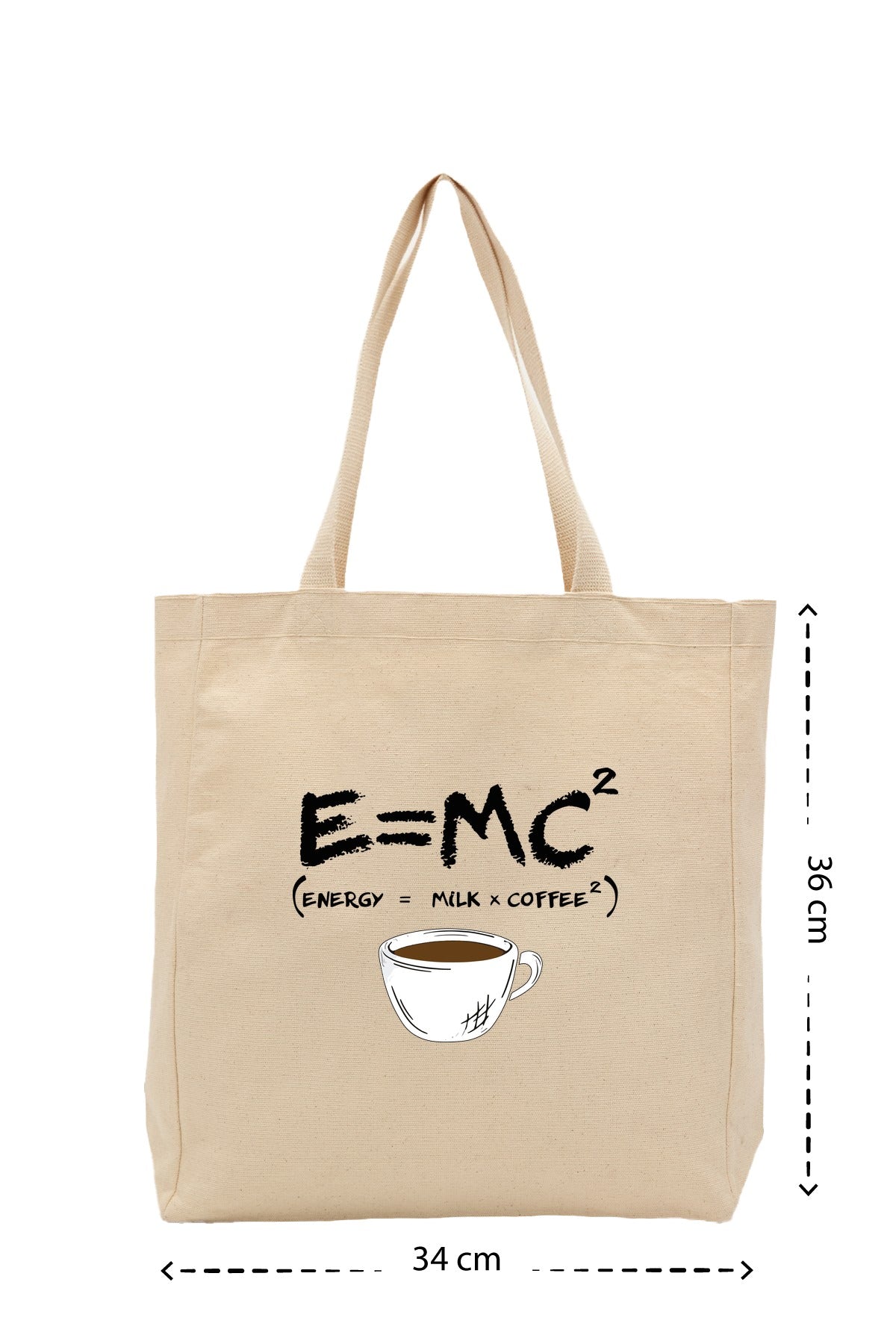 E = mc - Kanvas Çanta - Krem