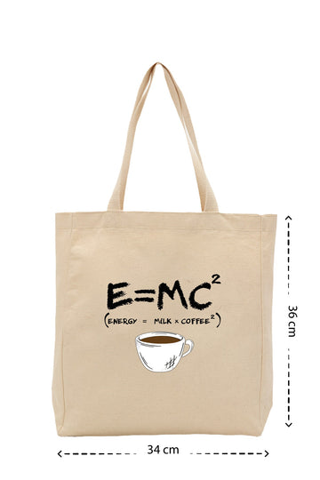 E = mc - Kanvas Çanta - Krem