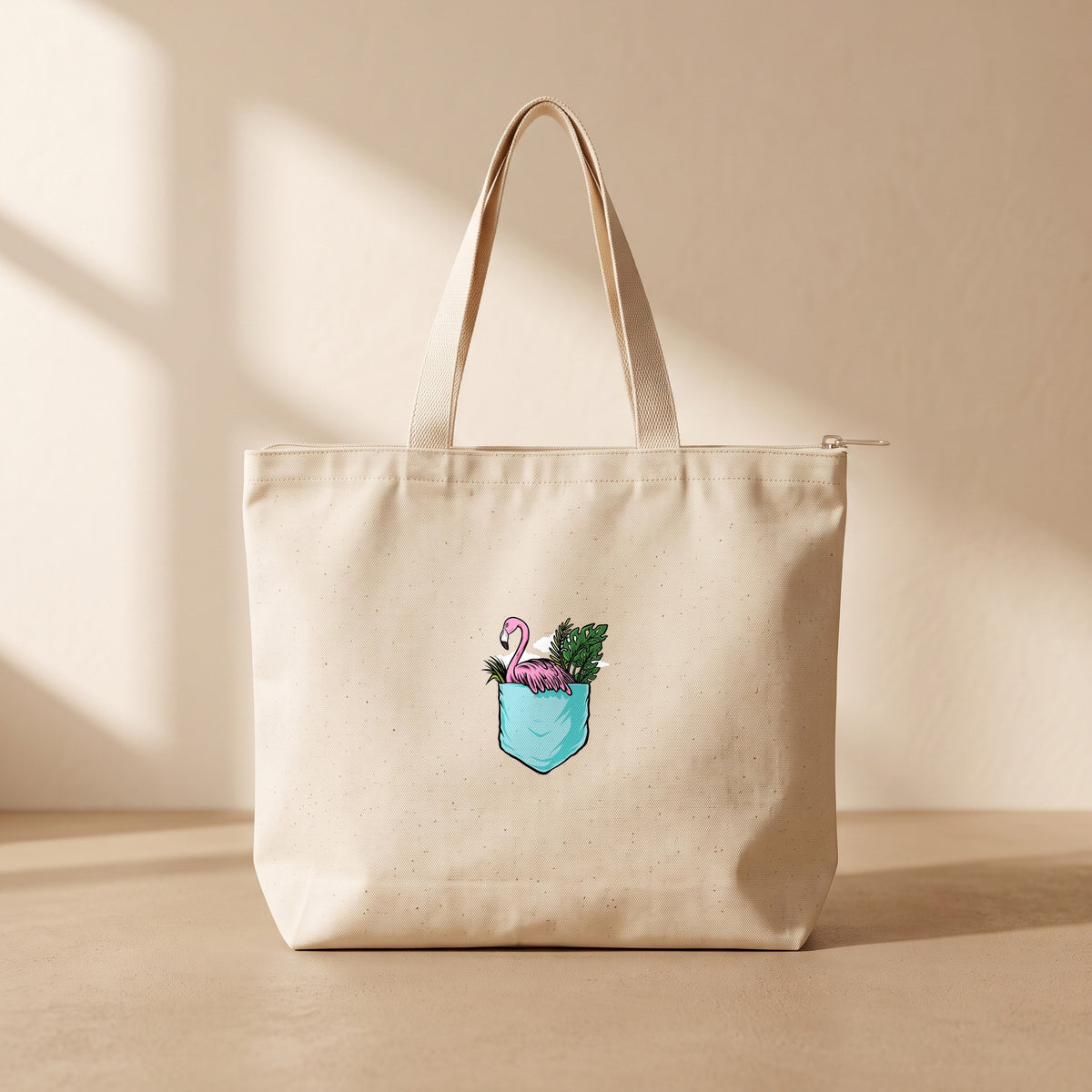 Flamingo - Fermuarlı Tote Bag