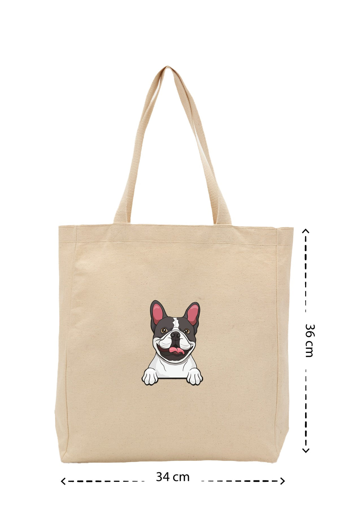French Bulldog - Kanvas Çanta - Krem