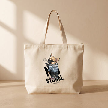 French Signal - Fermuarlı Tote Bag