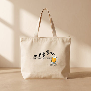 Friday Beer - Fermuarlı Tote Bag