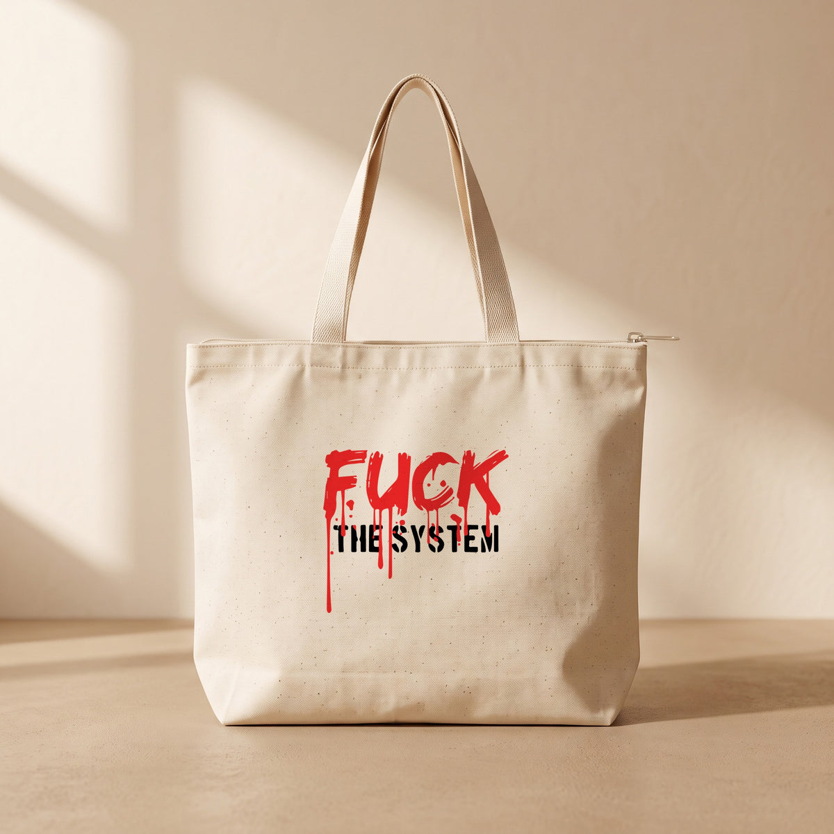 Fuck The System - Fermuarlı Tote Bag