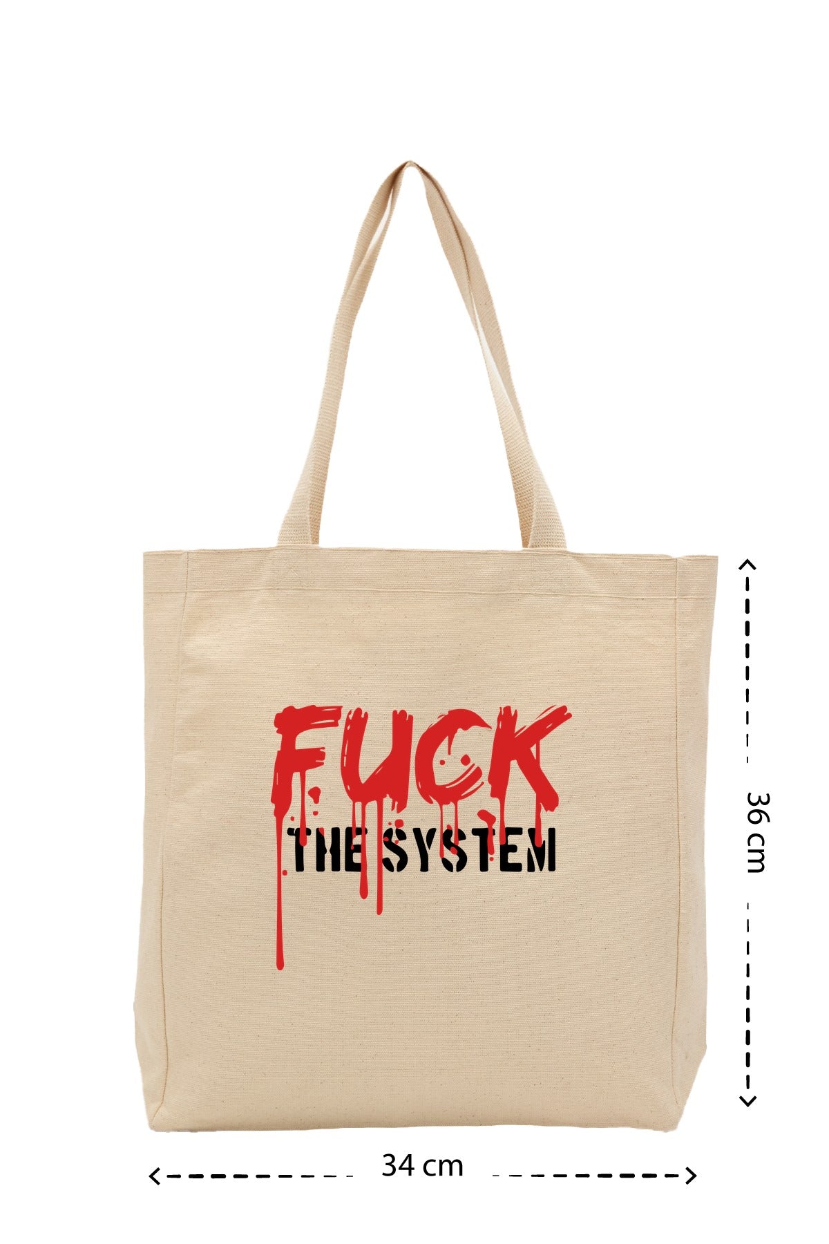 Fuck The System - Kanvas Çanta - Krem
