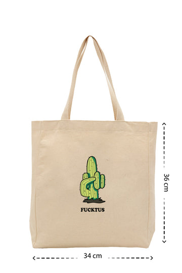 Fucktus - Kanvas Çanta - Krem