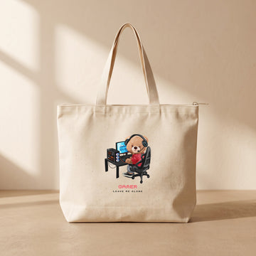 Gamer Bear - Fermuarlı Tote Bag