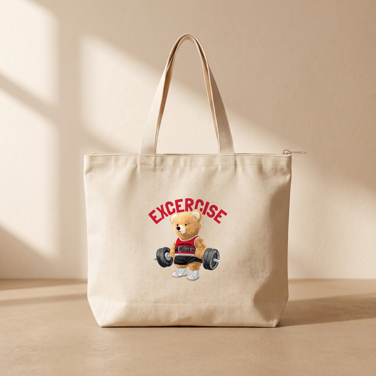 Gym Bear - Fermuarlı Tote Bag