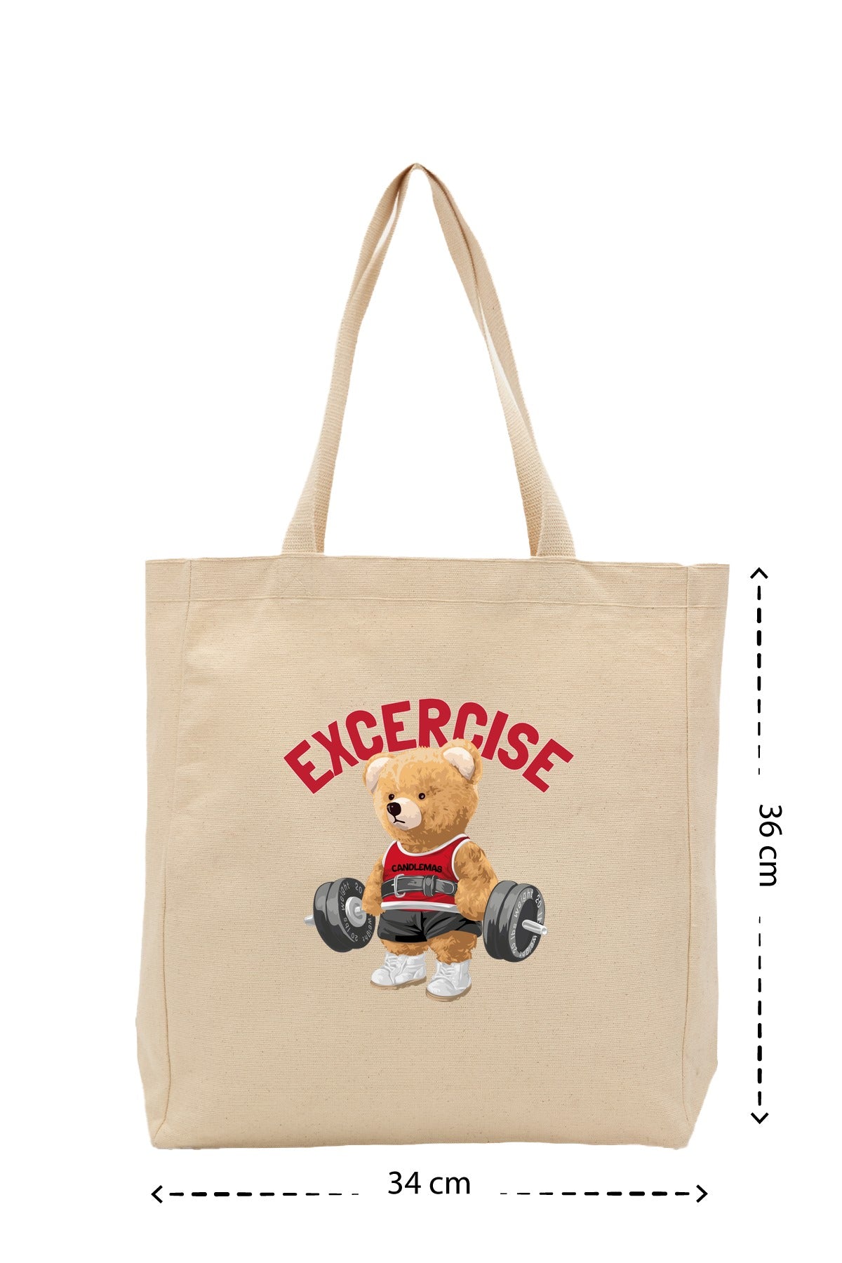 Gym Bear - Kanvas Çanta - Krem