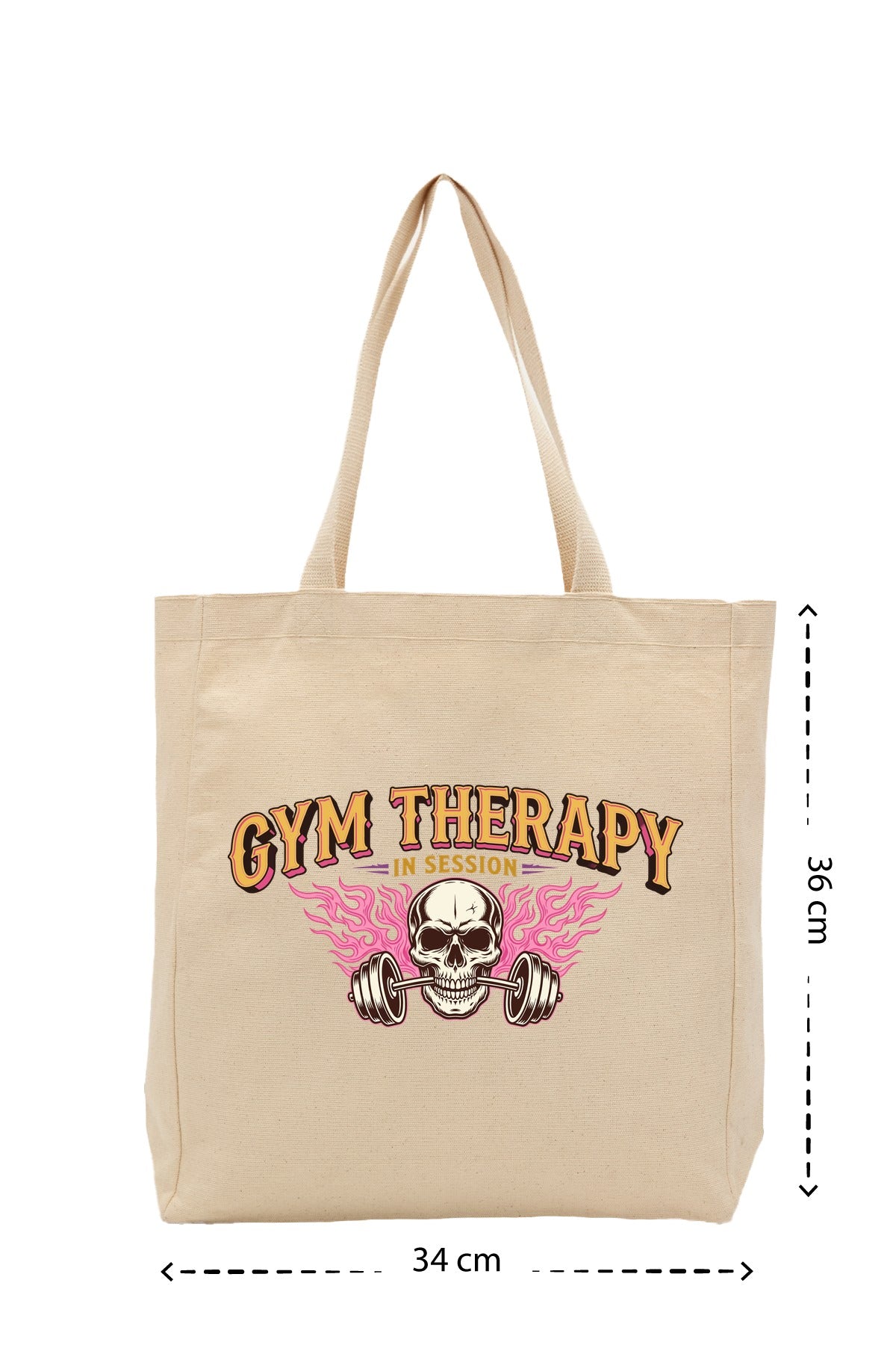 Gym Therapy - Kanvas Çanta - Krem