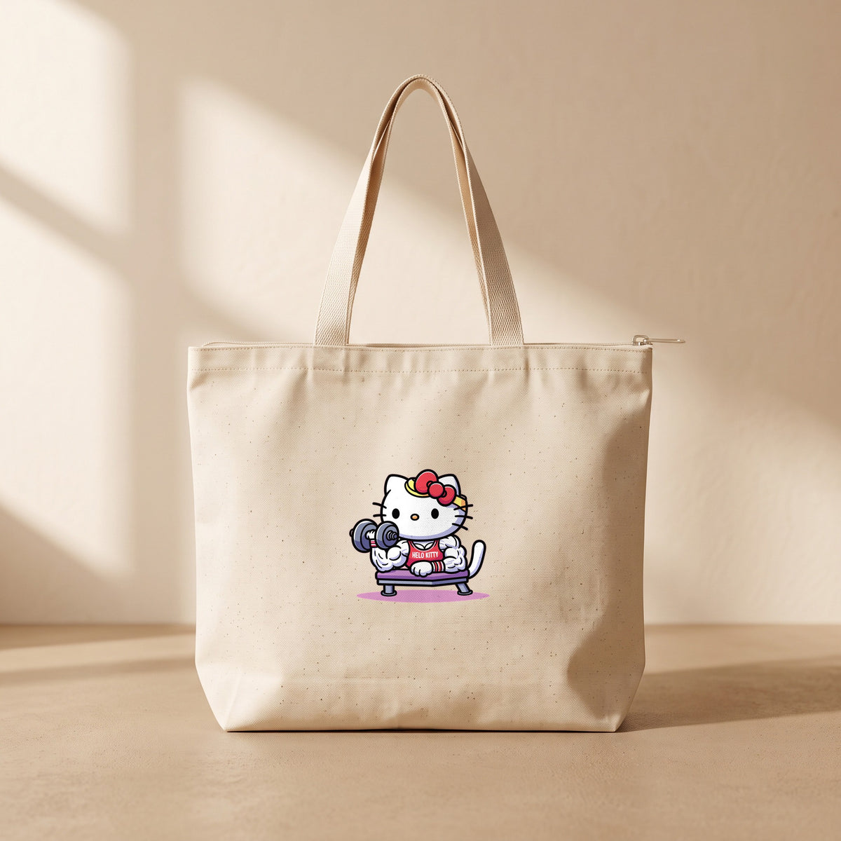 Hello Kitty Gym - Fermuarlı Tote Bag
