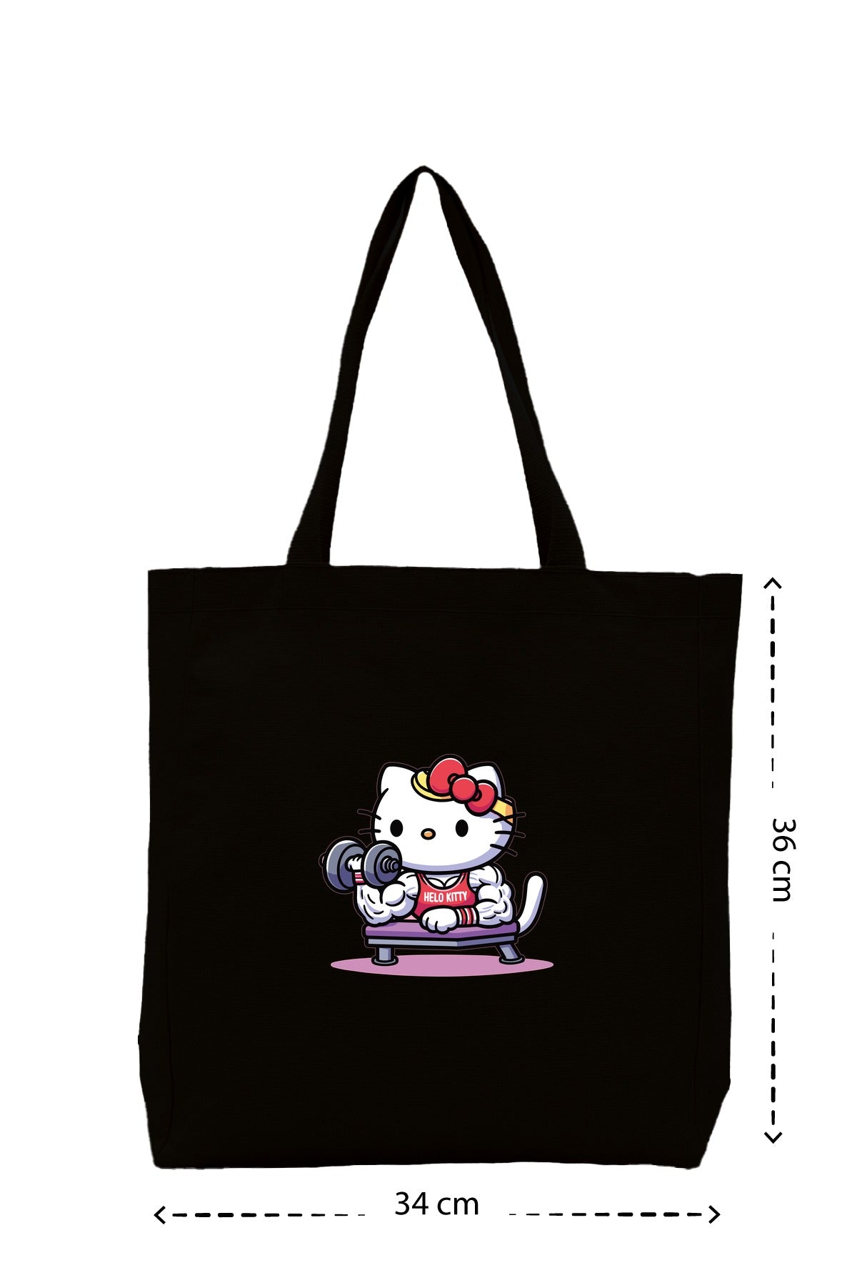 Hello Kitty Gym - Kanvas Çanta - Siyah