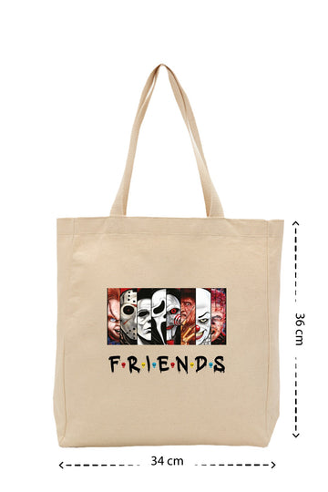 Horror Friends - Kanvas Çanta - Krem