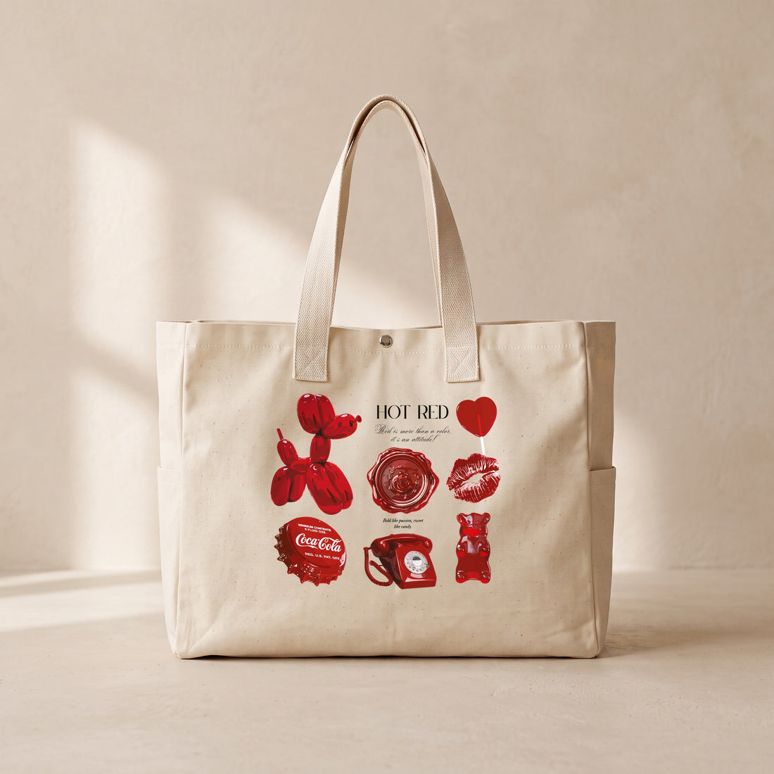 Hot Red - Çıtçıtlı Tote Bag
