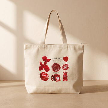 Hot Red - Fermuarlı Tote Bag