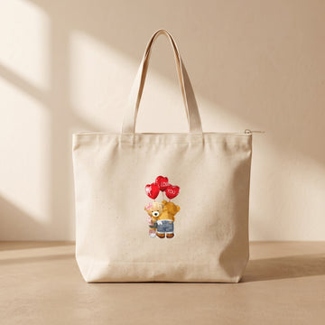 I Love You - Fermuarlı Tote Bag